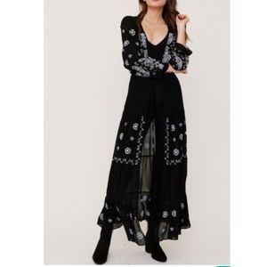 NFC Long Floral Kimono embroider maxi coverup XS/S